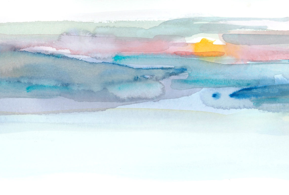 sunset santorini watercolor