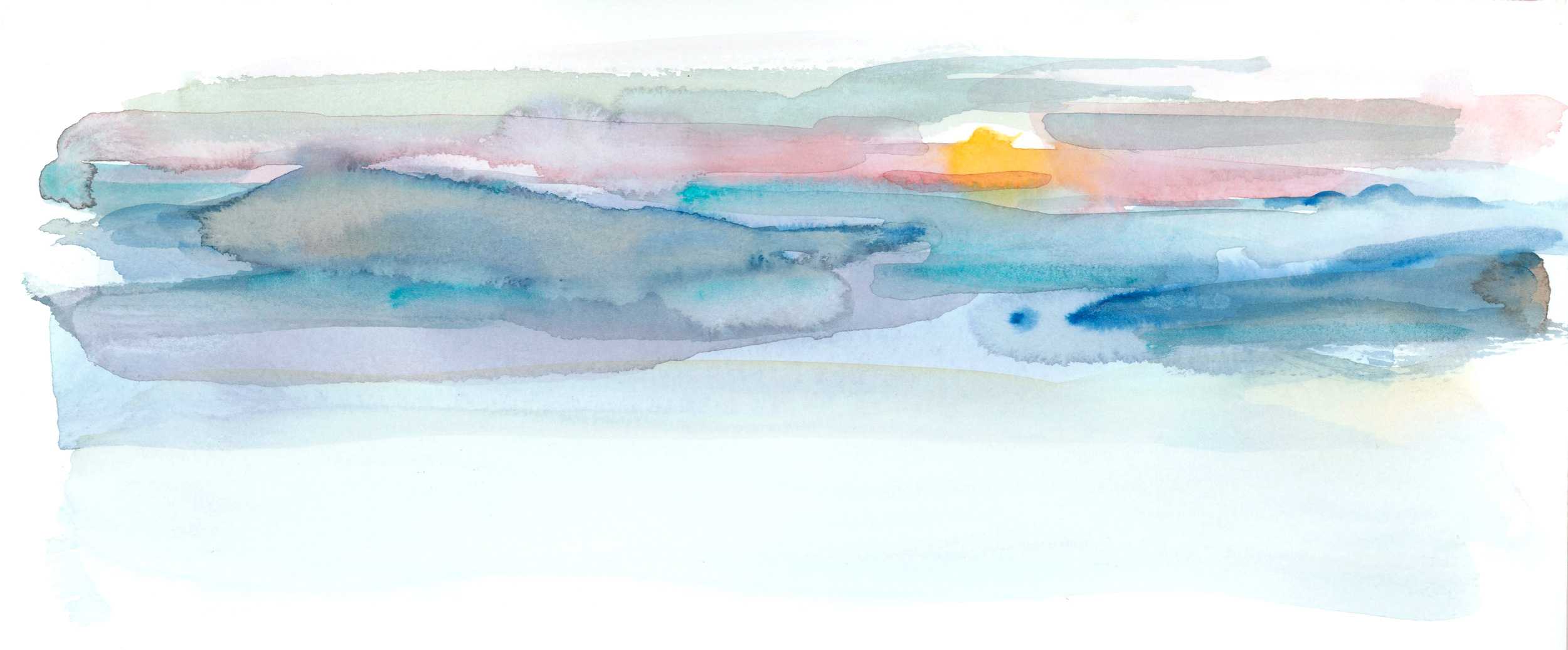 sunset santorini watercolor