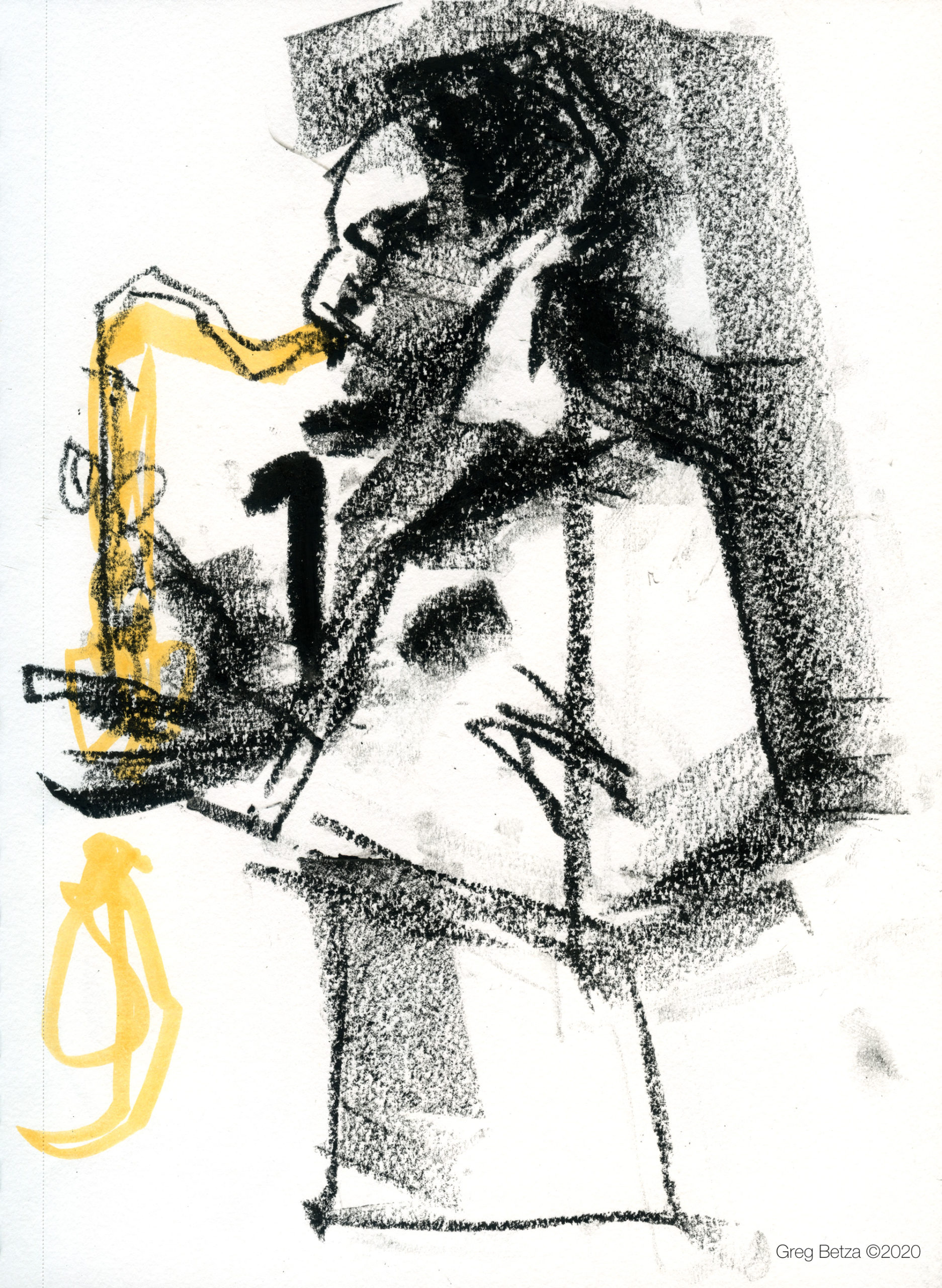 Jazz musician reportage drawing