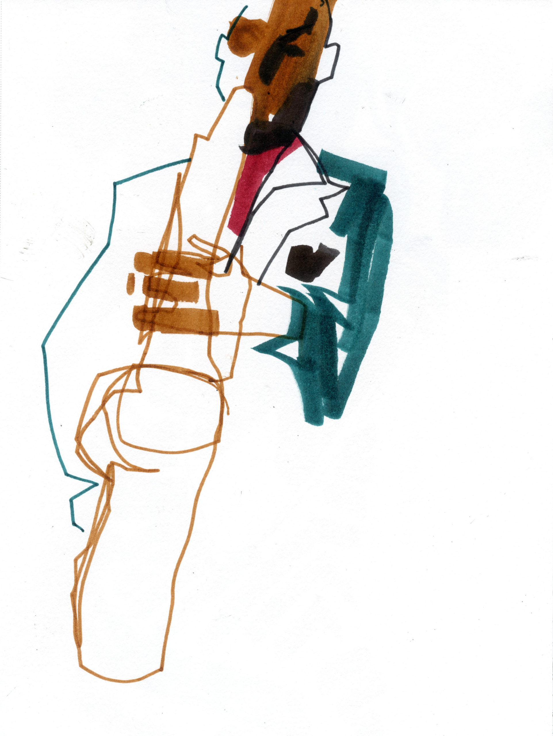 Jazz saxophonist drawing